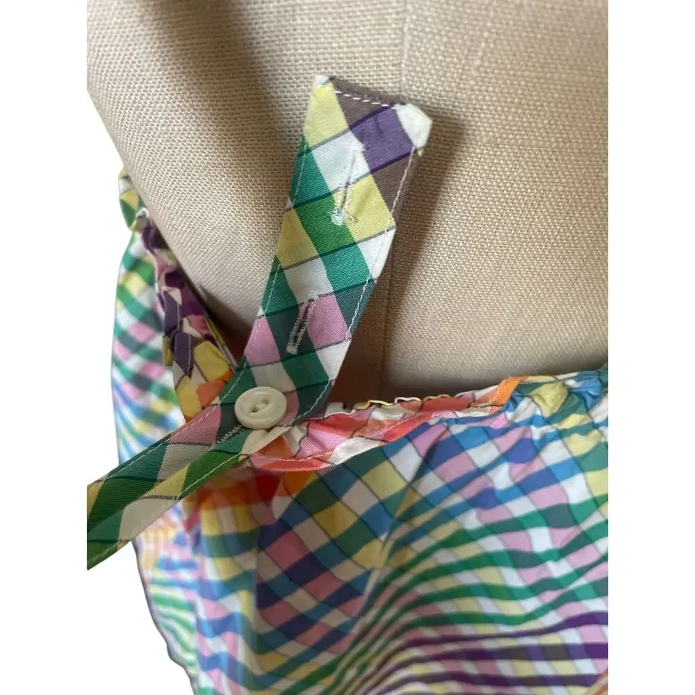 J.CREW Gingham Check Tank Top in Fun Rainbow Print Size 6